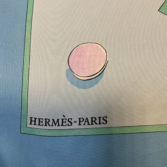 Hermes Light Blue Multi Le Jeu des Petits Bonheurs Print Square Silk Twill Scarf - Picture 8 of 10